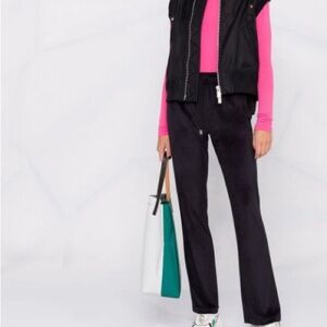 MONCLER women logo patch velvet sweat pants